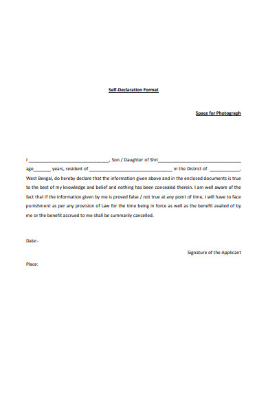 Free 52 Declaration Forms In Pdf Ms Word Xls