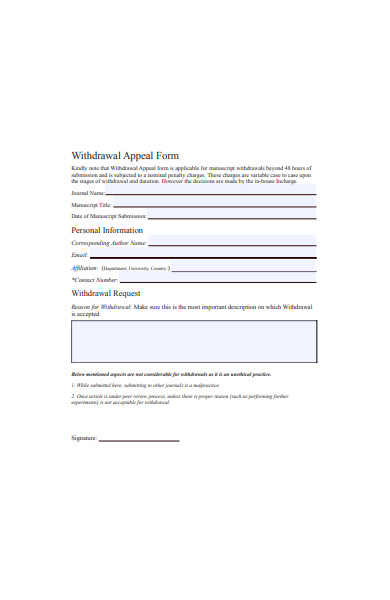 Free 31 Withdrawal Forms In Pdf Ms Word Xls