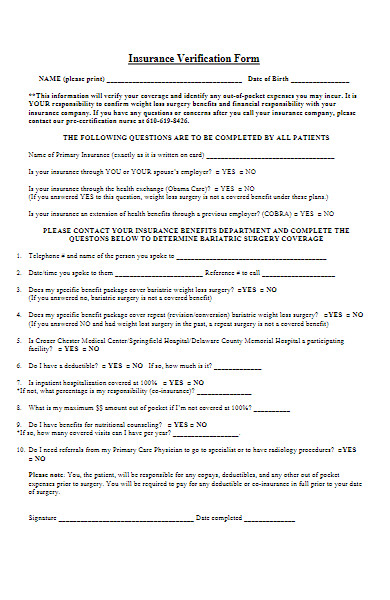 Free 50 Medical Insurance Verification Forms Download How To Create - Best Ocean Patterns in Ultra HD