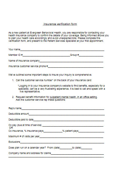 Free 50 Medical Insurance Verification Forms Download How To Create - Elegant City Art - 8K