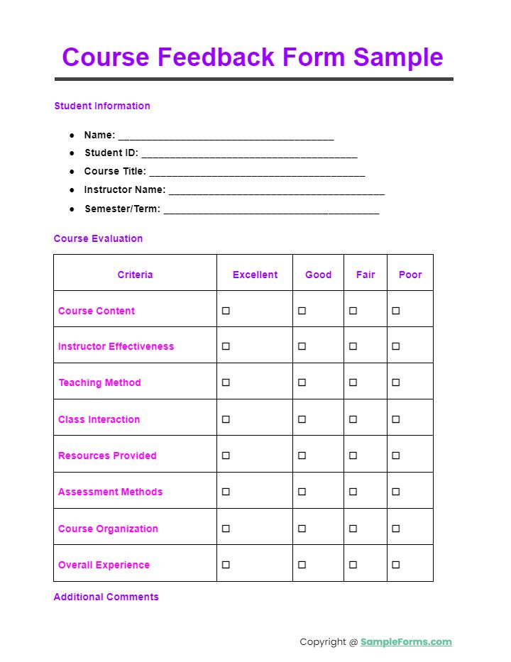 General Course Feedback Form Pdf - Download Professional Light Picture | Ultra HD