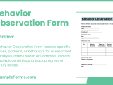 Printable Behavior Observation Forms
