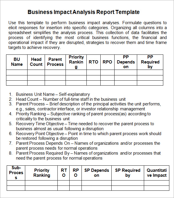 Free 6 Business Impact Analysis Samples In Google Docs Ms Word Pages Pdf