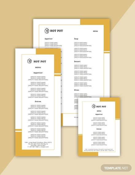 Free 19 Blank Menus Templates In Ai Ms Word Pages Psd Publisher Pdf