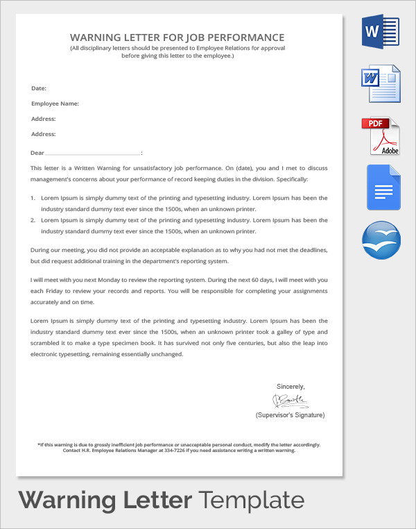 Free 18 Warning Letter Templates In Google Docs Ms Word Pages Pdf