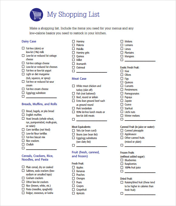 Got the thing installed okay, but there is no 'seal'. 6+ Shopping List Samples | Sample Templates