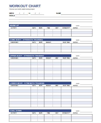 free 9 sample workout chart templates in pdf ms word excel