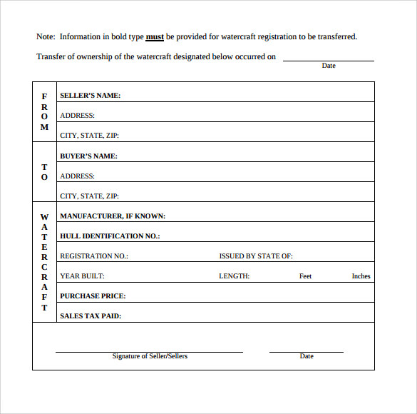 free 7 sample boat bill of sale templates in pdf ms word