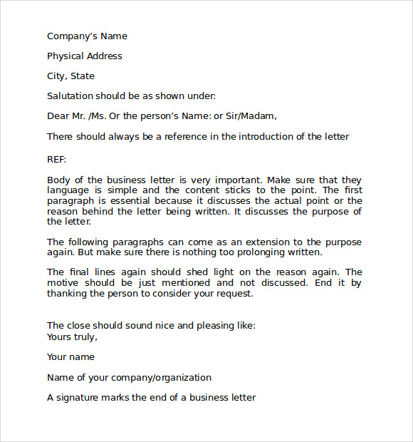 Free 7 Sample Format For Business Letter Templates In Pdf Ms Word