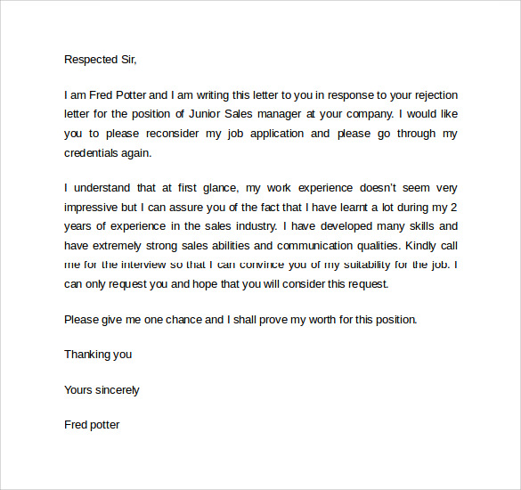Free 8 Sample Rejection Letter After Interview In Pdf Ms Word