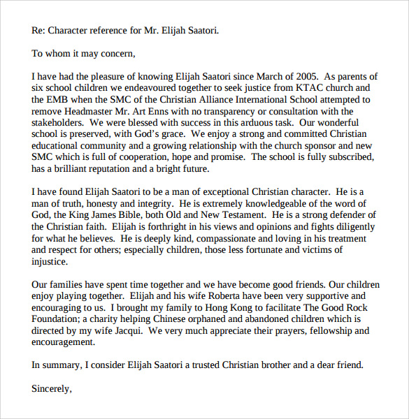 Free 6 Character Witness Letter Templates In Pdf Ms Word