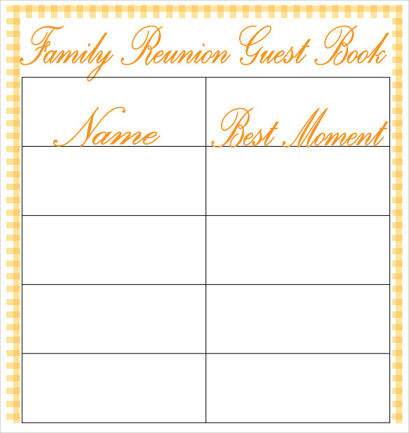 Free printable guest book template