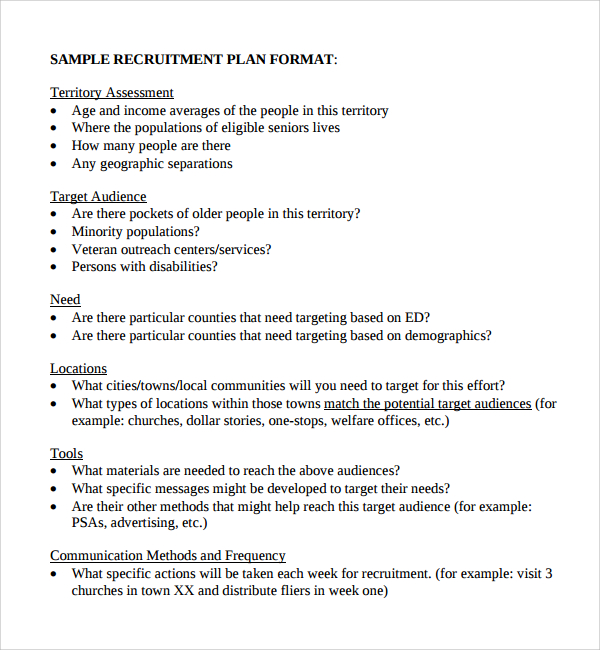 Free 9 Sample Recruiting Plan Templates In Pdf Ms Word