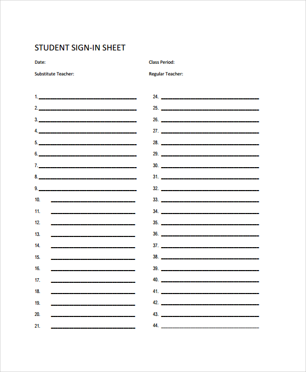 free 8 sample student sign in sheet templates in pdf ms word