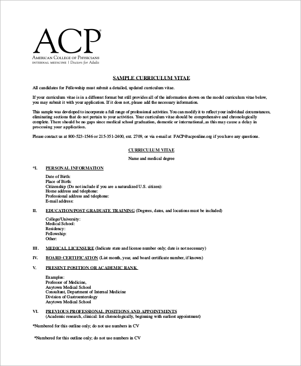 Medical Fellowship Medical Doctor Resume Format For Doctors