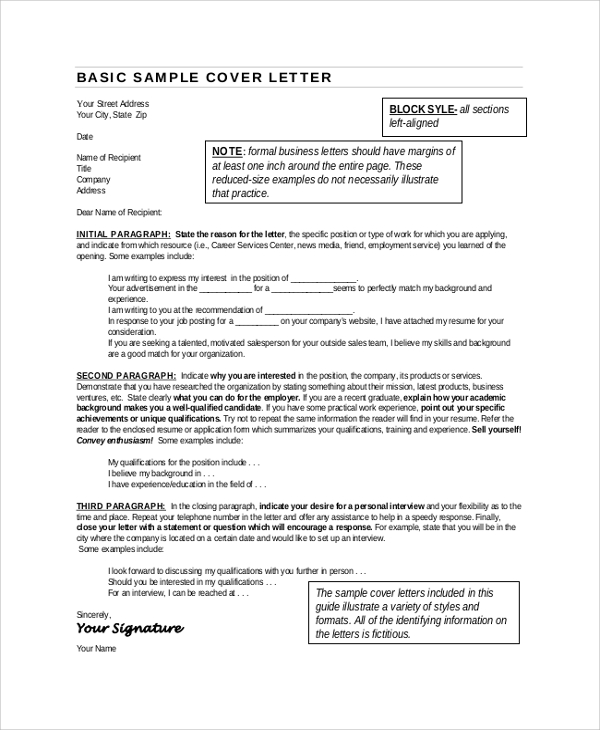 Free 8 Sample Cover Letter Formats In Pdf