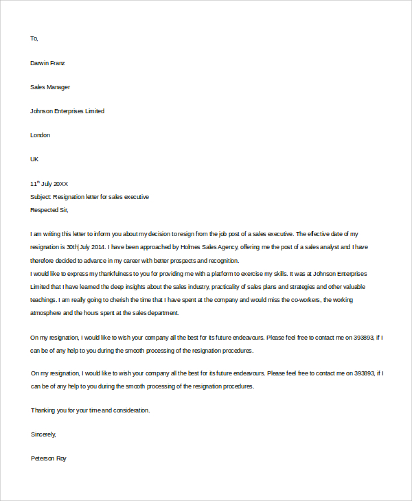Free 8 Resignation Letter Samples In Ms Word Pdf