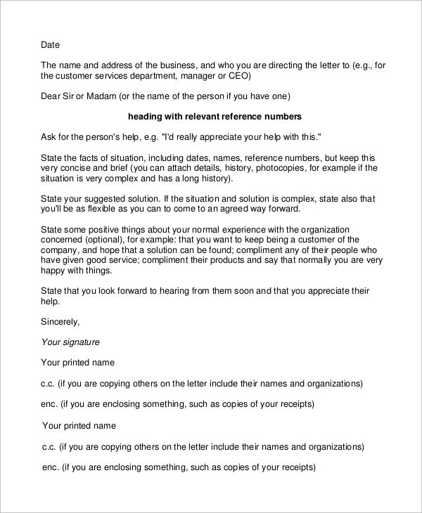 Free 9 Sample Letter Of Complaints In Pdf Ms Word Pages Google Docs