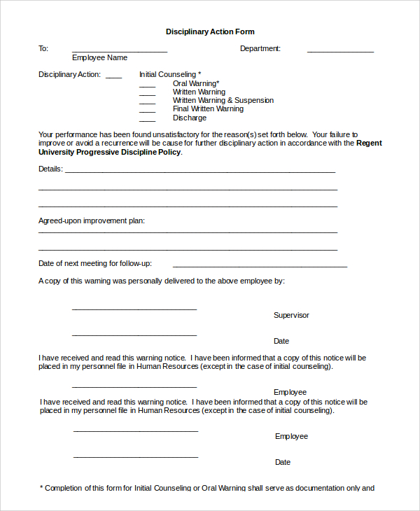 free 10 sample employee discipline forms in pdf ms word