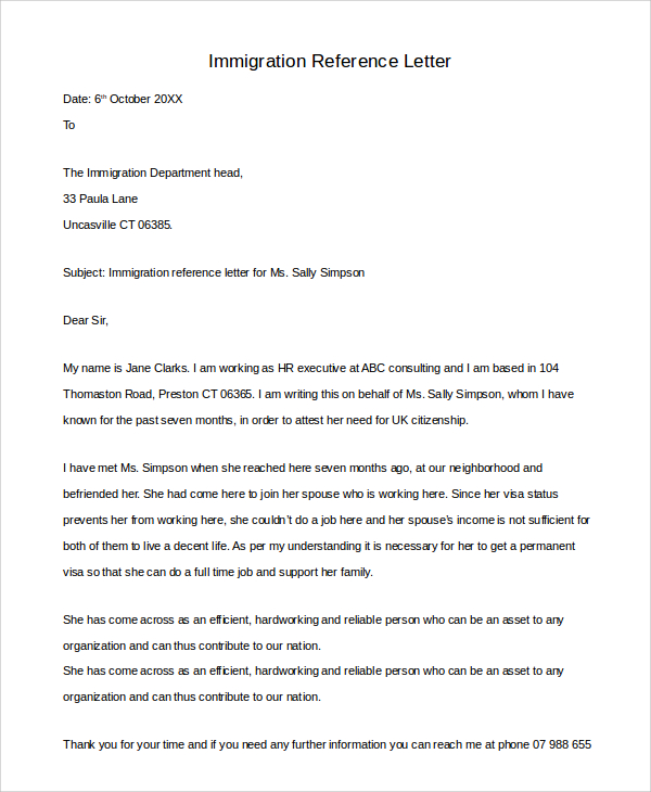 Free 9 Sample Letters Of Reference Templates In Pdf Ms Word