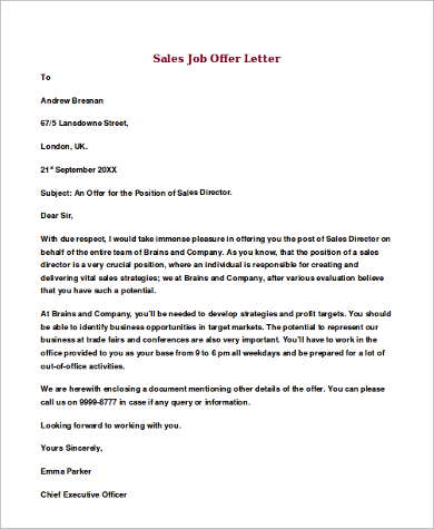 Free 8 Job Offer Letter Samples In Ms Word Pdf
