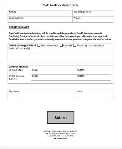 Free 9 Sample Employee Update Forms In Ms Word Pdf