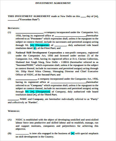 Free 16 Sample Investment Agreement Templates In Pdf Ms Word Google Docs Pages