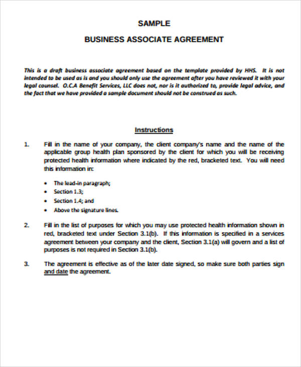 Free 10 Sample Business Associate Agreement Templates In Pdf Ms Word Google Docs Pages