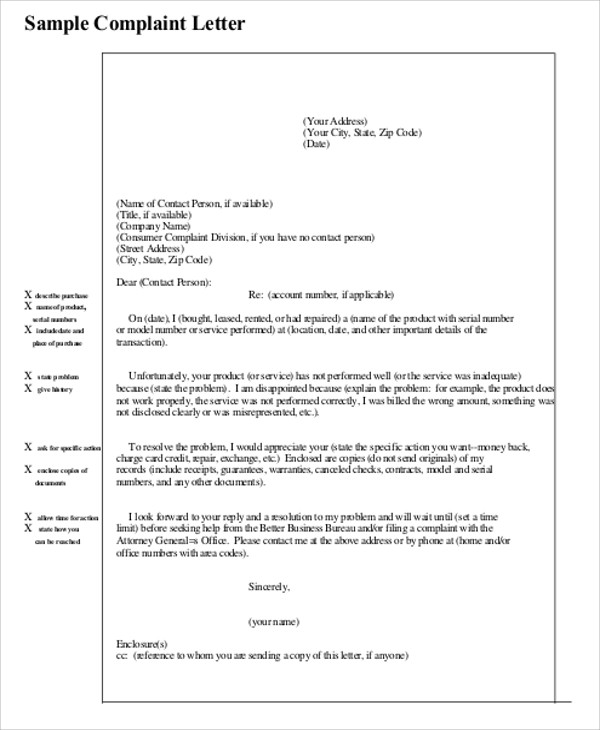 Free 7 Sample Business Complaint Letter Templates In Ms Word Pdf