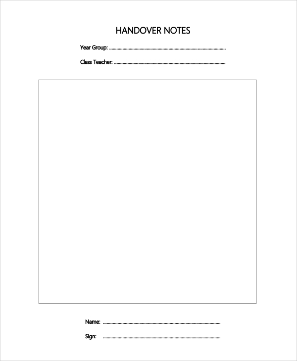 Free 5 Handover Note Templates In Pdf Ms Word Excel