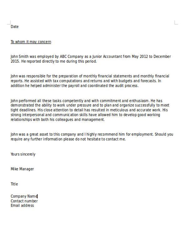 Free 3 Sample Character Reference Letter Formats In Pdf Ms Word