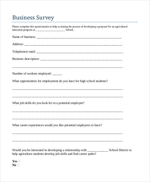 Free 60 Sample Survey Forms In Ms Word Pdf