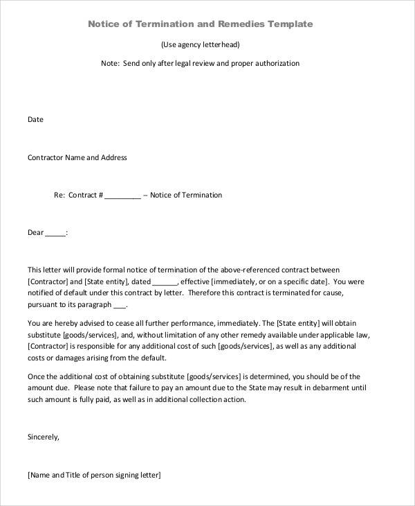 Free 36 Examples Of Termination Letter Templates In Pdf Ms Word