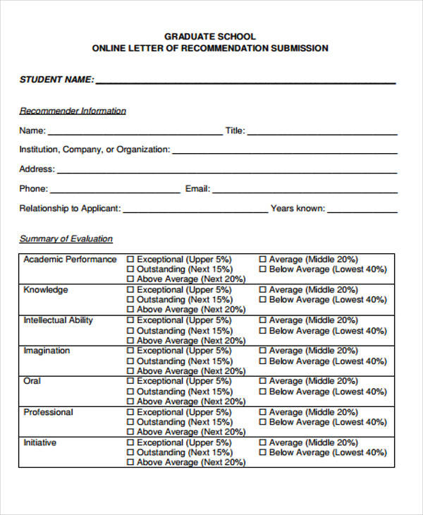 Free 7 Graduate School Recommendation Letter Templates In Ms Word Pdf
