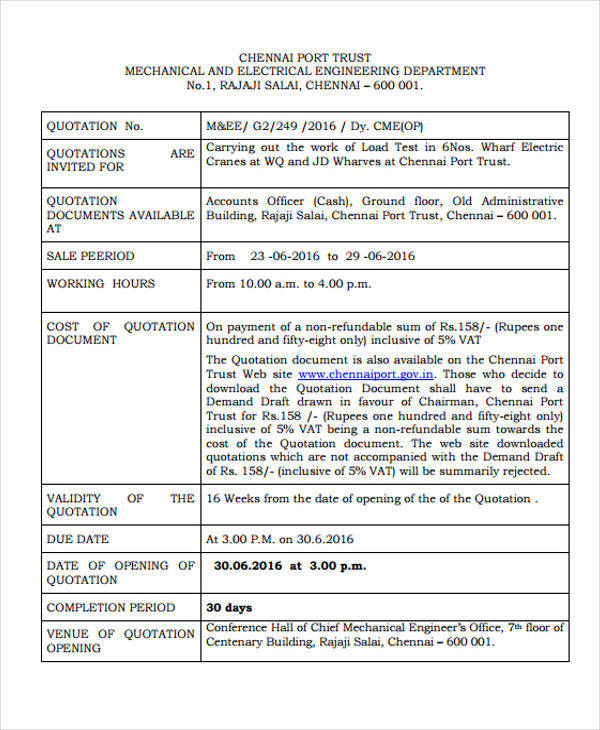 Free 8 Engineering Quotation Samples Templates In Pdf Ms Word Apple Pages