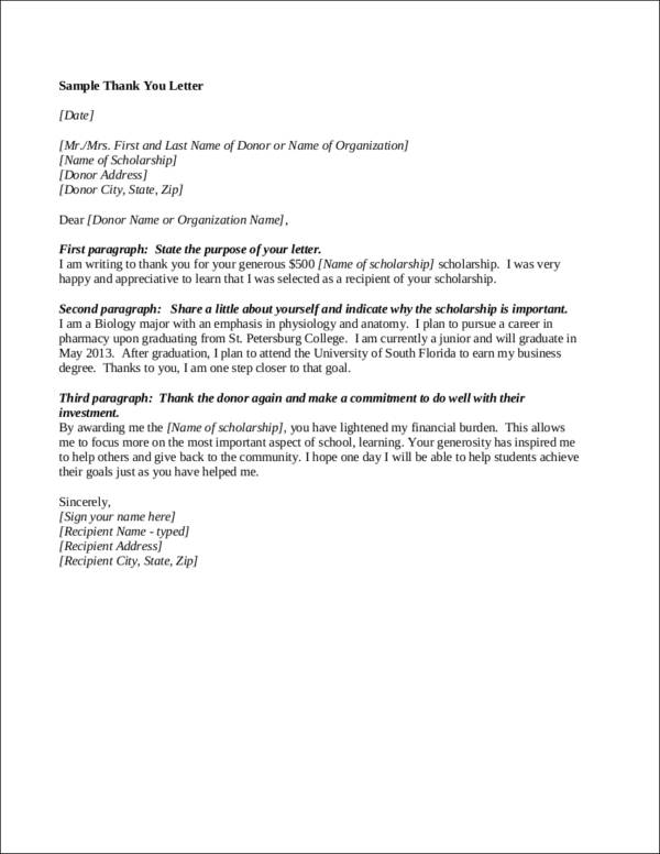 free 34 printable thank you letter samples templates in pdf