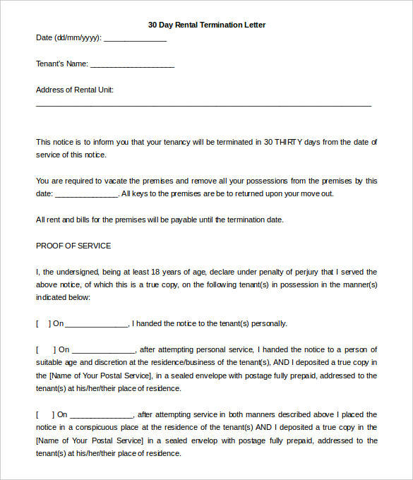 Free 3 Rental Termination Letter Samples And Templates In Pdf Ms Word