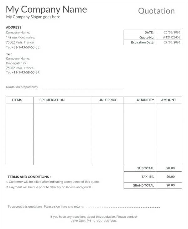 The ultimate changes that we want to result from the program. 45+ Quotation Templates | Sample Templates