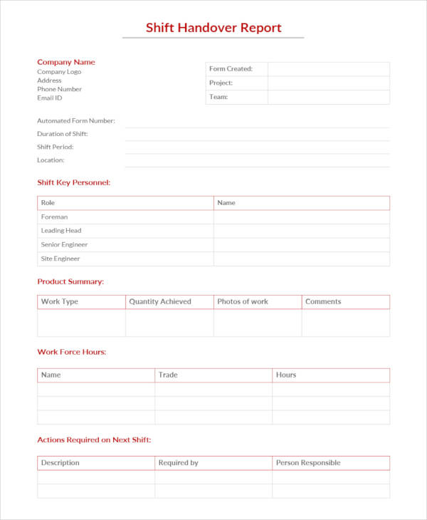Free 17 Sample Handover Reports In Pdf Ms Word Google Docs Pages