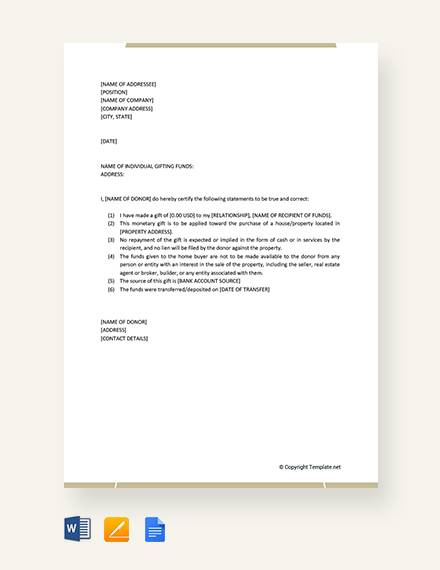 Free 45 Sample Gift Letter Templates In Pdf Ms Word Pages Google Docs