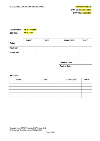 Free 9 Standard Operating Procedure Samples In Pdf Ms Word