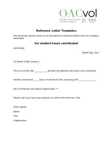 Free 9 Volunteer Reference Letter Samples In Pdf Ms Word