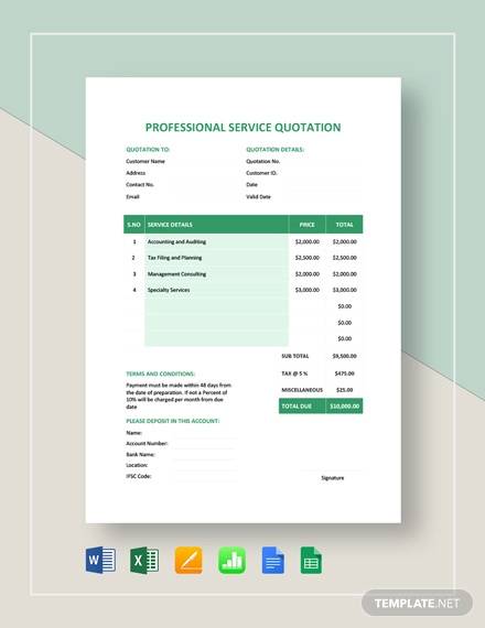 Free 19 Service Quotation Samples And Templates In Pdf Ms Word