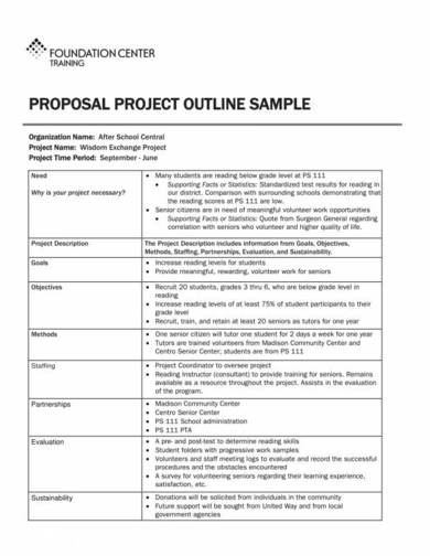 Free 9 Proposal Outline Samples In Pdf Ms Word