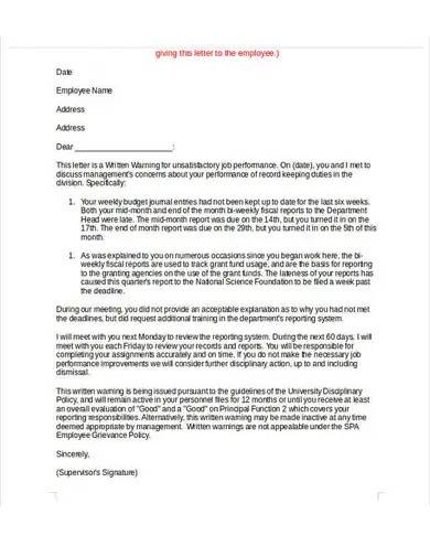 Free 15 Behavior Warning Letter Samples In Ms Word Pages Google Docs Ms Outlook Pdf