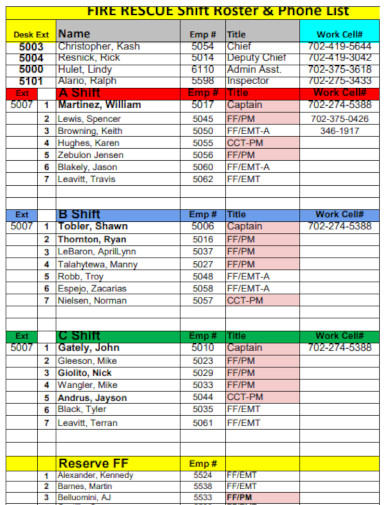 Shift Roster Pdf - Ocean Patterns - Classic HD Collection