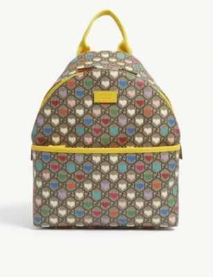Gucci Kids Hearts Logo Print Canvas Backpack Selfridges Com