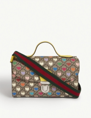 Gucci gold heart gg boston bag. Gucci Kids Monogram Heart Print Shoulder Bag Selfridges Com