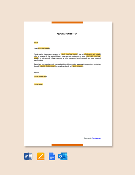 Free Quotation Letter Template Word Google Docs Apple Pages Outlook