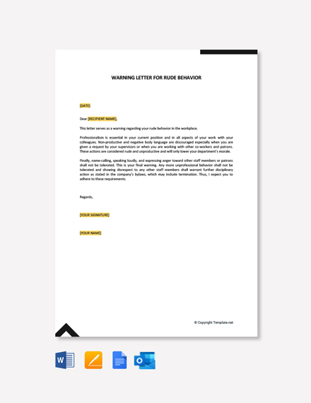 Free Complaint Letter For Unprofessional Behavior Template Word Doc Google Docs Apple Mac Pages